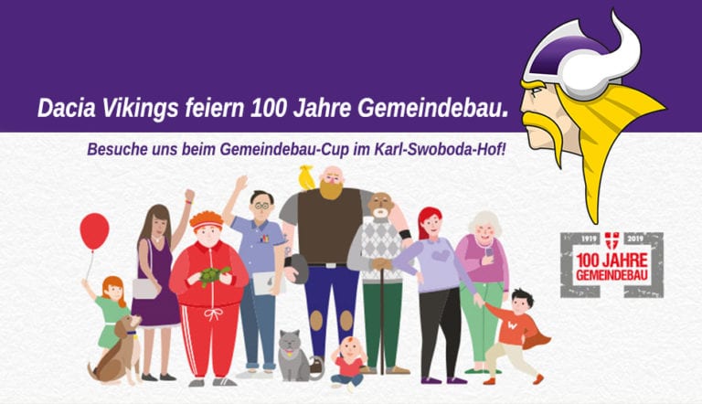 100 Jahre Gemeindebau: Auch die Dacia Vikings feiern mit!